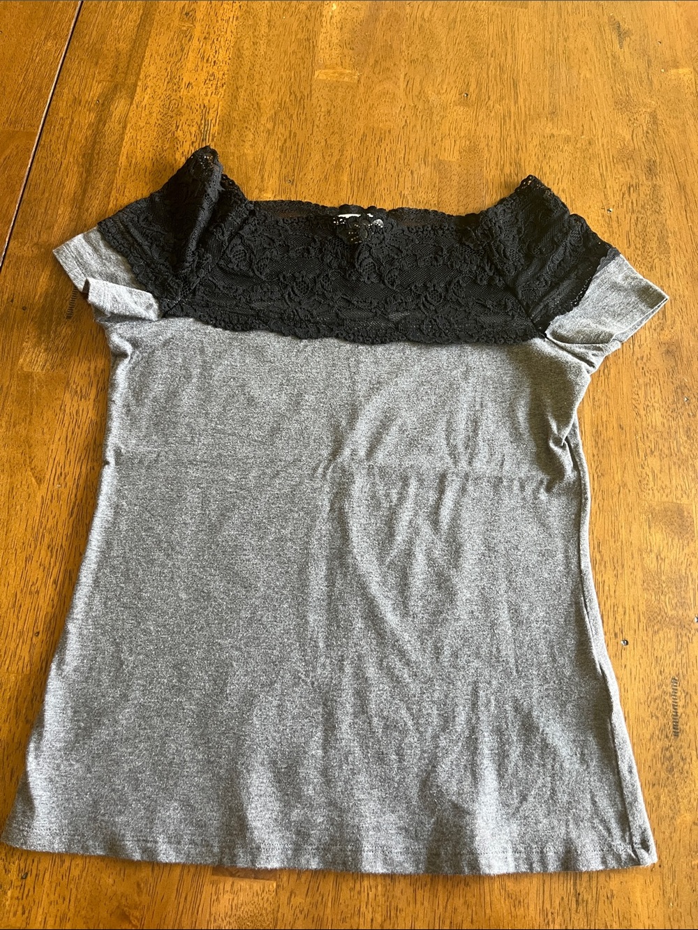 H&M Gray Tee with Black Lace